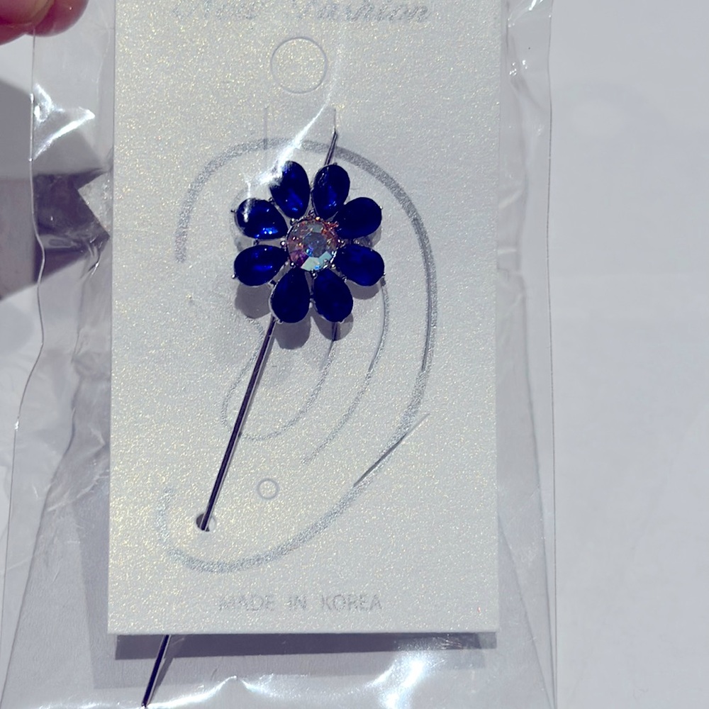 NWT New Fashion Navy blue flower earring